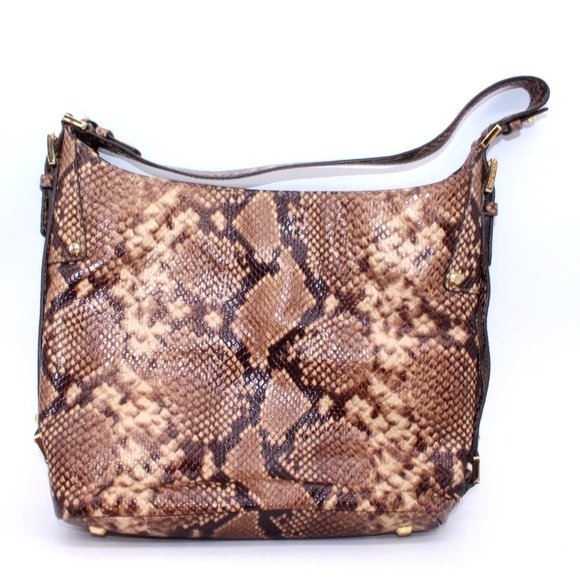 MICHAEL Belted Medium Shoulder Python Print Shoulder Satchel Handbag Purse - Picture 2 of 12